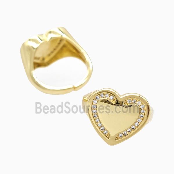 Copper Heart Rings Pave Zirconia 18K Gold Plated