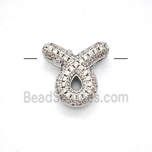 Copper Symbols Pendant Pave Zirconia Zodiac Taurus Platinum Plated