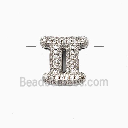 Copper Symbols Pendant Pave Zirconia Zodiac Gemini Platinum Plated