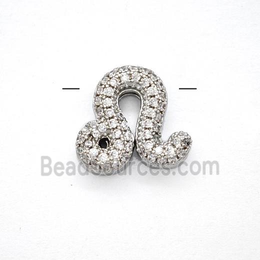 Copper Symbols Pendant Pave Zirconia Zodiac Leo Platinum Plated