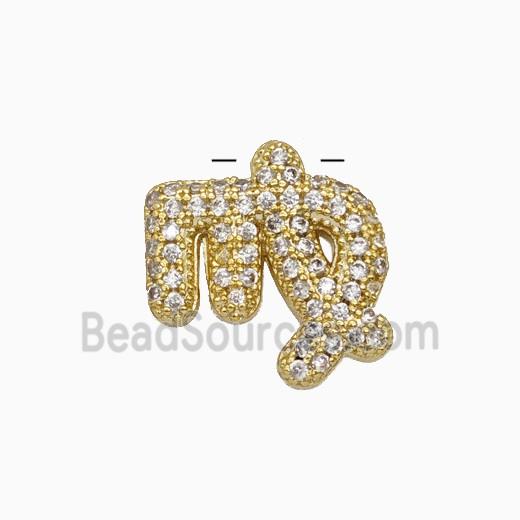 Copper Pendant Pave Zircon, Gold Plated