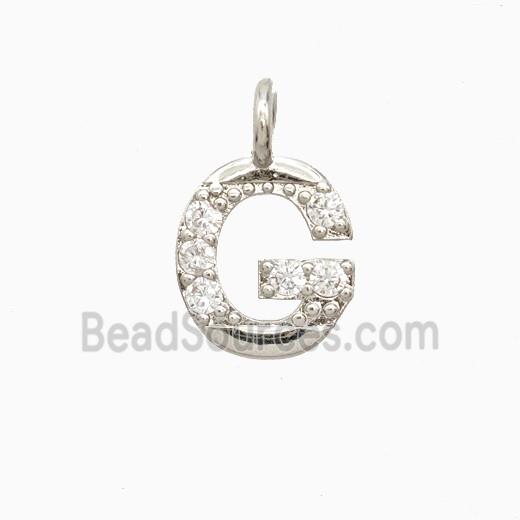 Copper Letter-G Pendant Pave Zirconia Platinum Plated