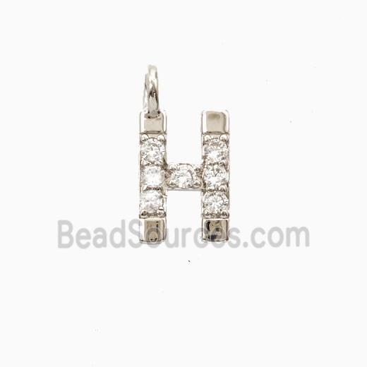 Copper Letter-H Pendant Pave Zirconia Platinum Plated