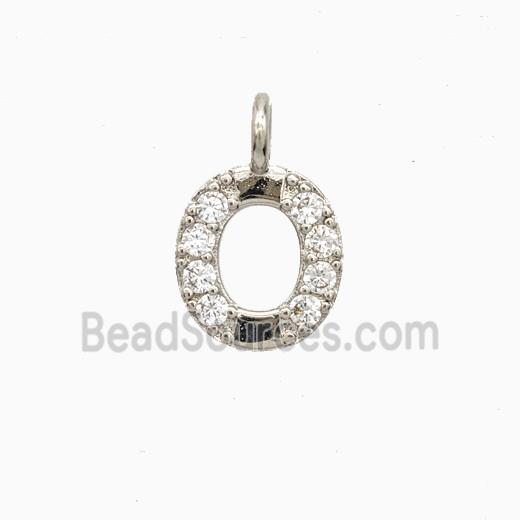Copper Letter-O Pendant Pave Zirconia Platinum Plated