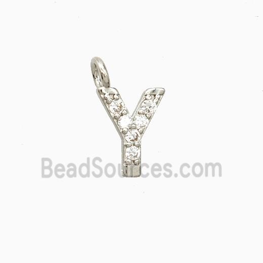 Copper Letter-Y Pendant Pave Zirconia Platinum Plated