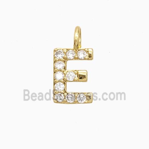 Copper Letter-E Pendant Pave Zirconia Gold Plated