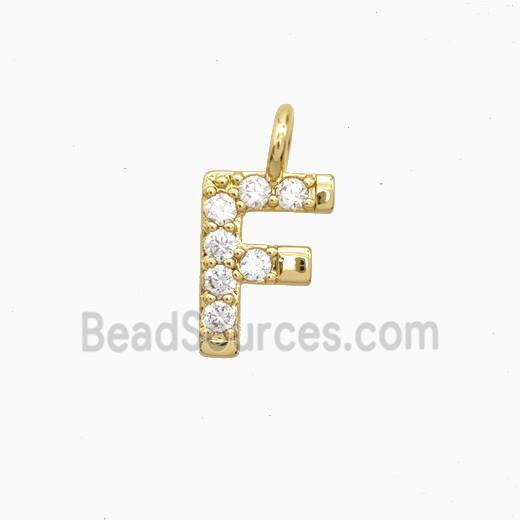 Copper Letter-F Pendant Pave Zirconia Gold Plated