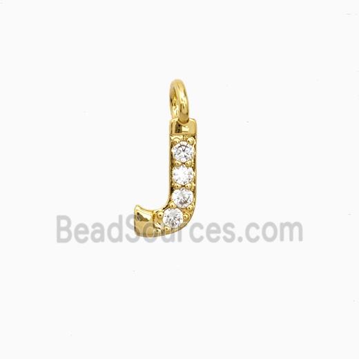 Copper Letter-J Pendant Pave Zirconia Gold Plated