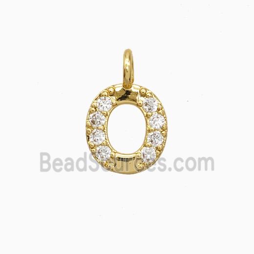 Copper Letter-O Pendant Pave Zirconia Gold Plated