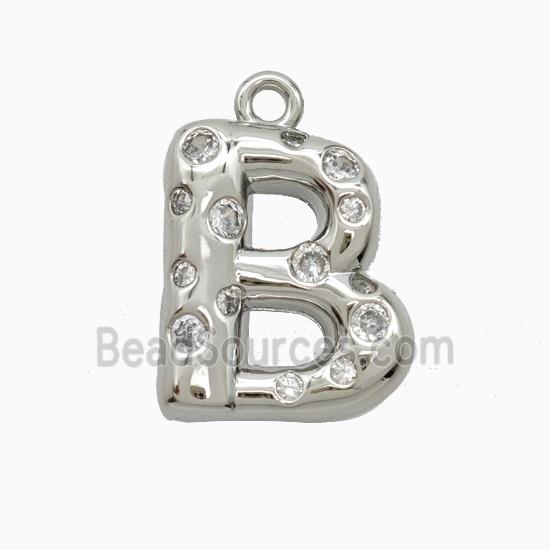 Copper Pendant Pave Zircon, Platinum Plated