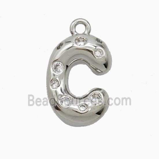 Copper Pendant Pave Zircon, Platinum Plated