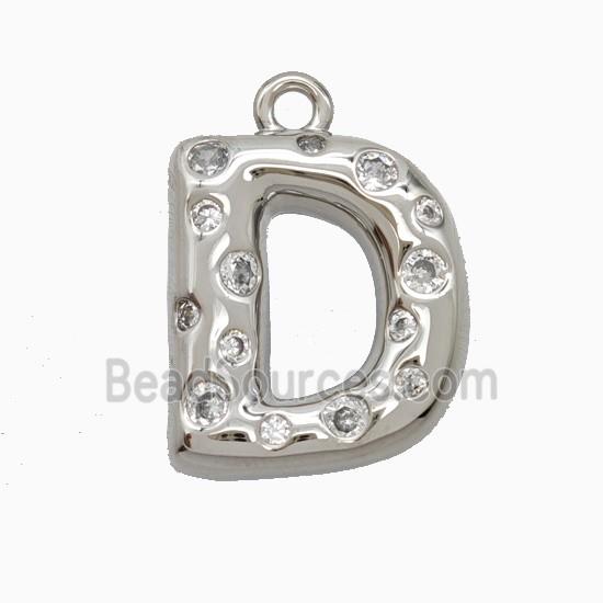 Copper Pendant Pave Zircon, Platinum Plated