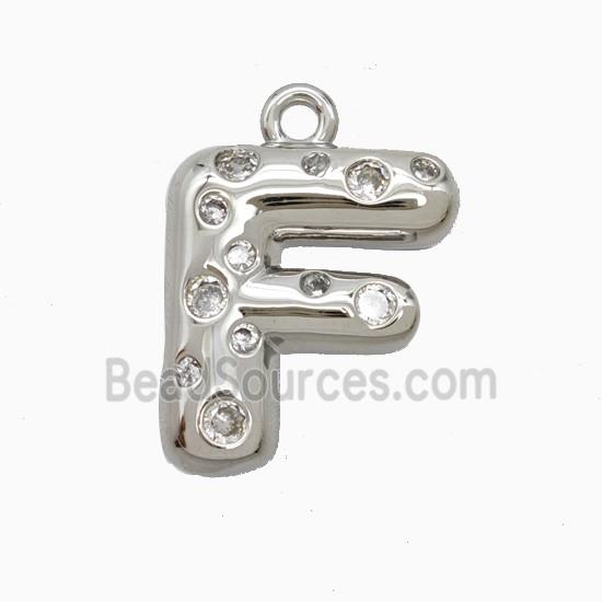 Copper Pendant Pave Zircon, Platinum Plated