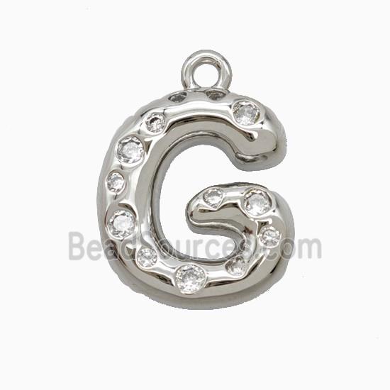 Copper Pendant Pave Zircon, Platinum Plated