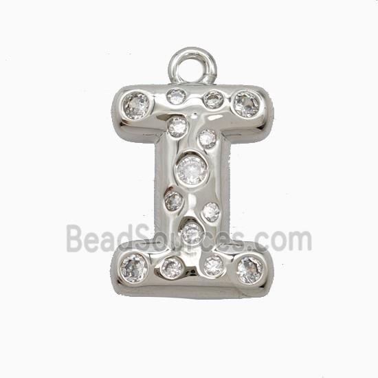 Copper Pendant Pave Zircon, Platinum Plated
