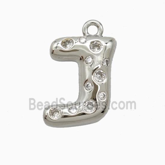Copper Pendant Pave Zircon, Platinum Plated