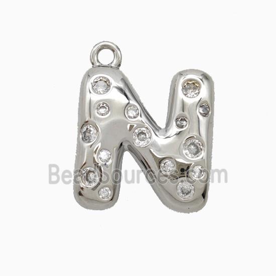 Copper Pendant Pave Zircon, Platinum Plated