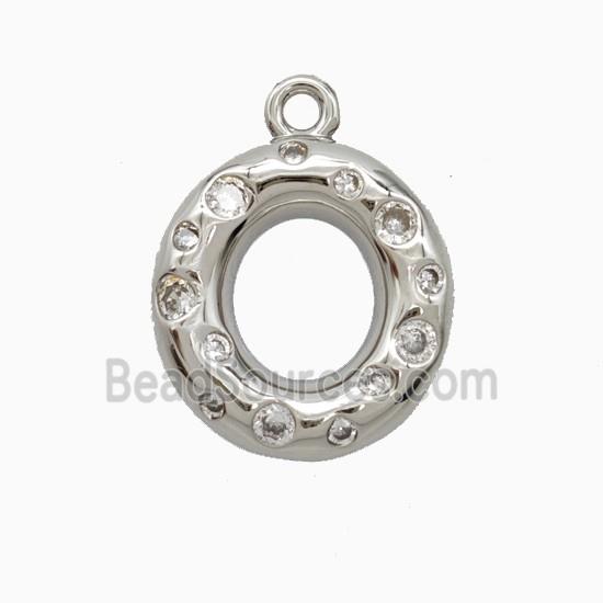 Copper Pendant Pave Zircon, Platinum Plated