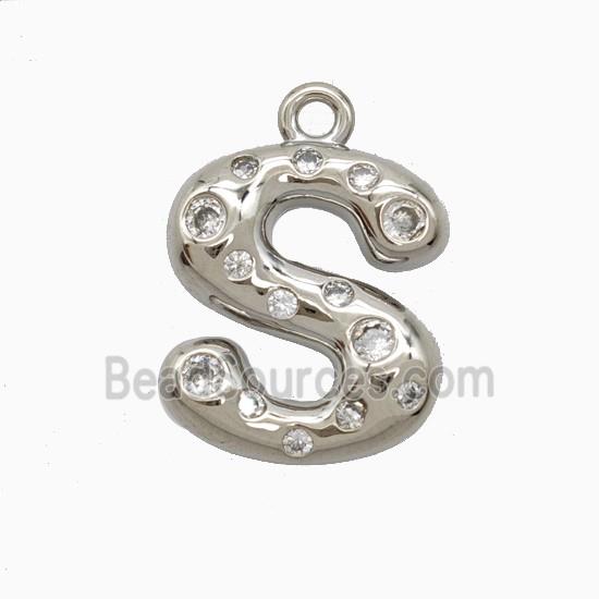 Copper Pendant Pave Zircon, Platinum Plated