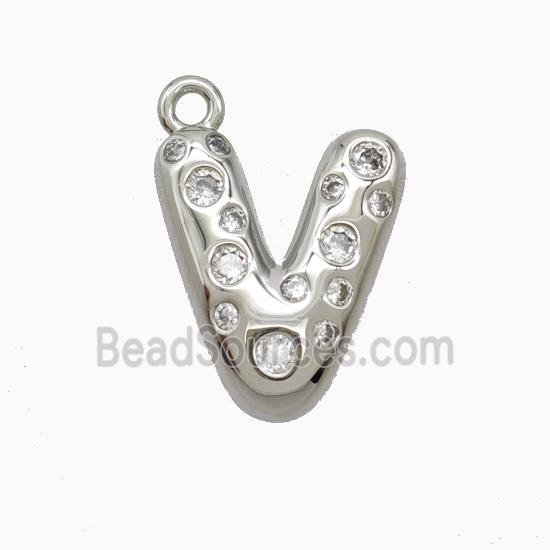 Copper Pendant Pave Zircon, Platinum Plated