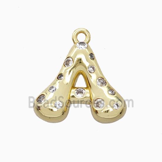 Copper Pendant Pave Zircon, Gold Plated