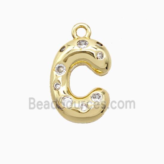 Copper Pendant Pave Zircon, Gold Plated
