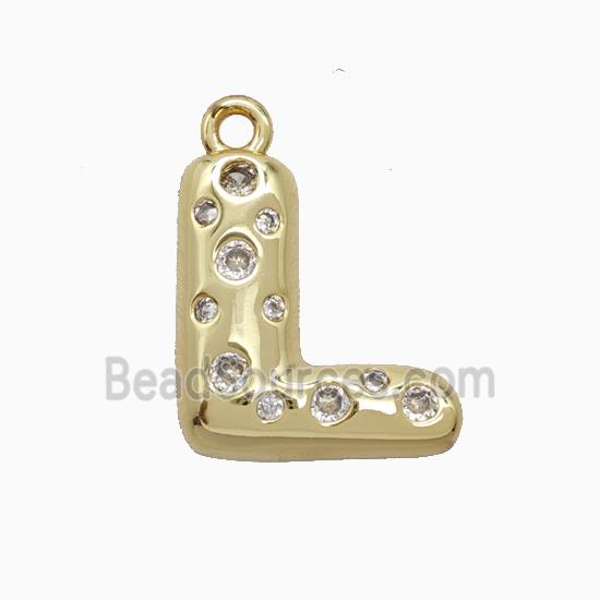 Copper Pendant Pave Zircon, Gold Plated
