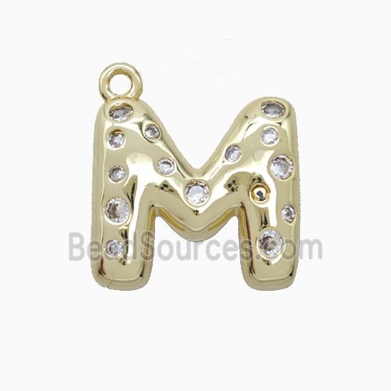Copper Pendant Pave Zircon, Gold Plated