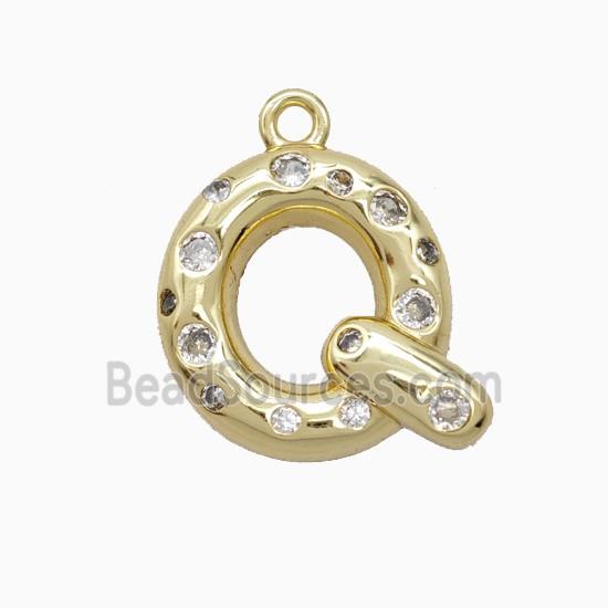 Copper Pendant Pave Zircon, Gold Plated