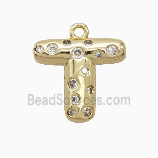 Copper Pendant Pave Zircon, Gold Plated