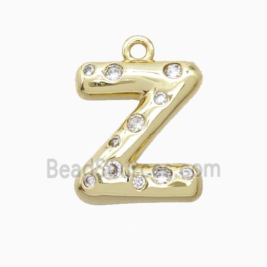 Copper Pendant Pave Zircon, Gold Plated