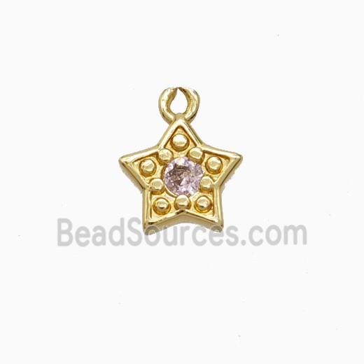 Copper Pendant Pave Zircon, Gold Plated