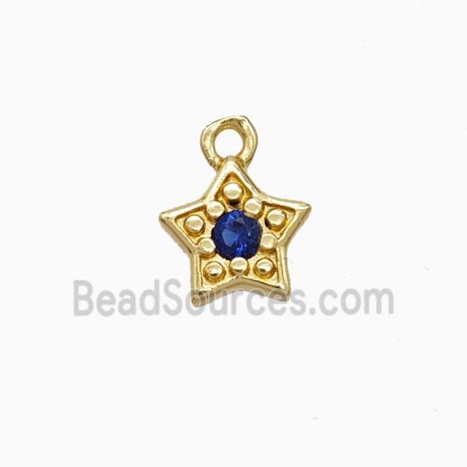 Copper Star Pendant Pave Zirconia Gold Plated