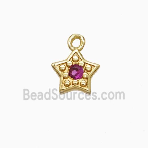 Copper Pendant Pave Zircon, Gold Plated