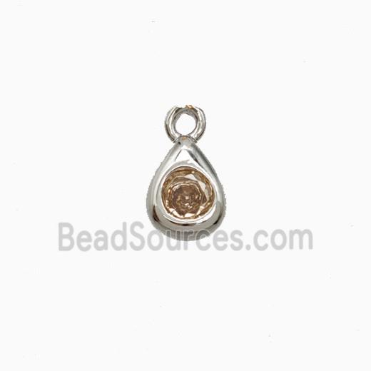 Copper Pendant Pave Zircon, Gold Plated