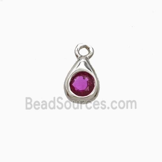Copper Teardrop Pendant Pave Zirconia Platinum Plated