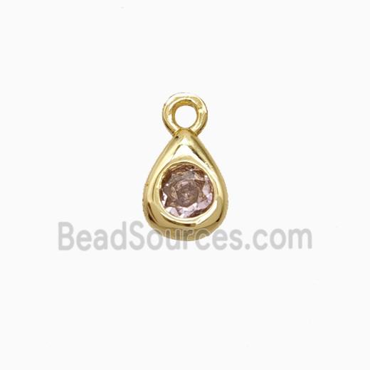 Copper Pendant Pave Zircon, Gold Plated