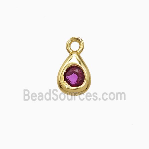 Copper Pendant Pave Zircon, Gold Plated