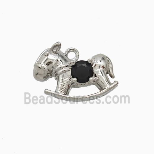Copper Trojanhorse Pendant Pave Zirconia Platinum Plated