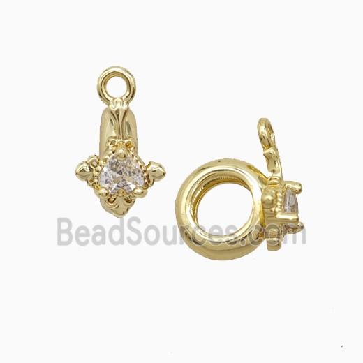 Copper Pendant Pave Zircon, Gold Plated