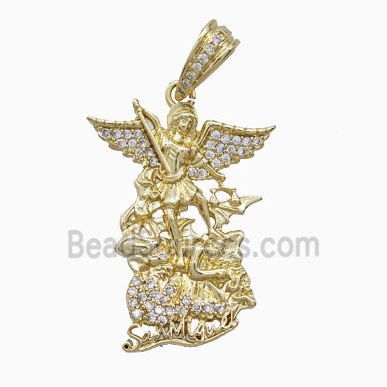 Copper Pendant Pave Zircon, Gold Plated