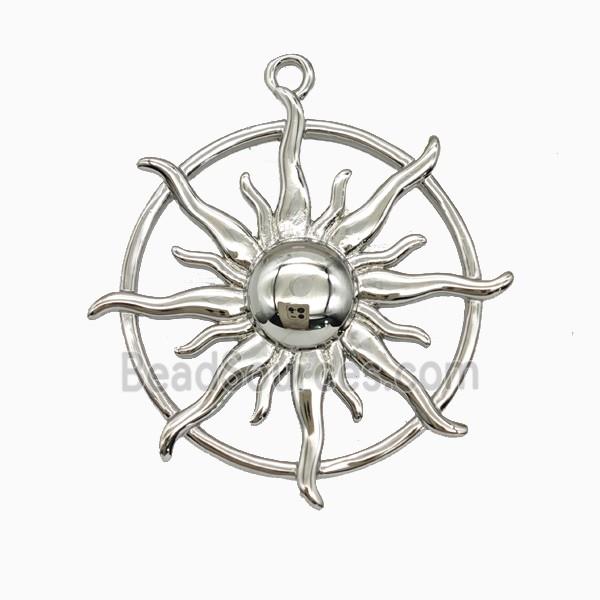 Copper Sun Pendant Platinum Plated