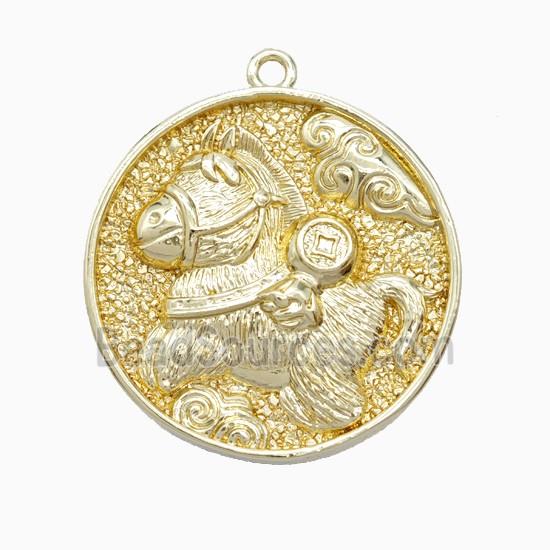 Copper Pendant Pave Zircon, Gold Plated