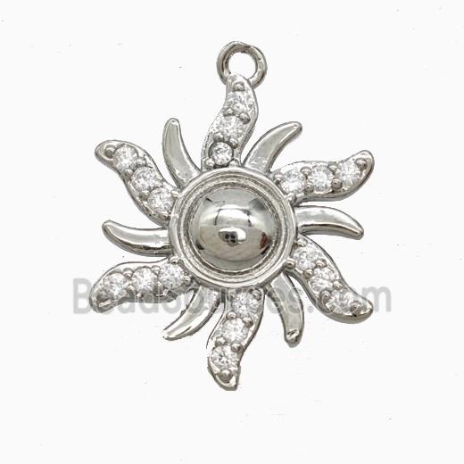 Copper Pendant Pave Zircon, Gold Plated