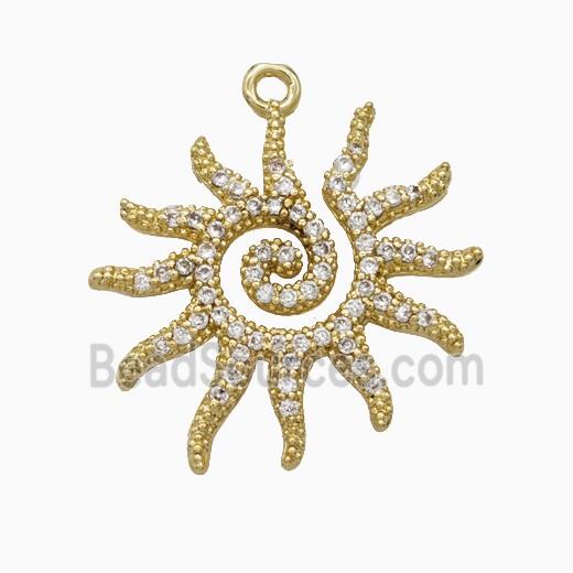 Copper Pendant Pave Zircon, Gold Plated