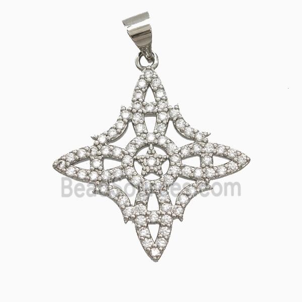 Copper Pendant Pave Zircon, Gold Plated