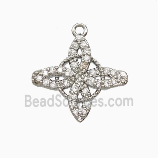 Copper Pendant Pave Zircon, Gold Plated