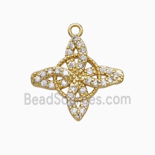 Copper Pendant Pave Zircon, Gold Plated