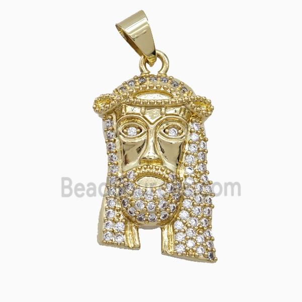 Copper Pendant Pave Zircon, Gold Plated