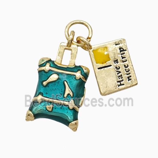 Copper Pendant Pave Zircon, Gold Plated